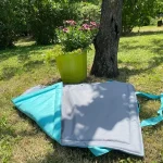 Vállra akasztható, hordozható kutyapokróc, türkiz-szürke - Image 4